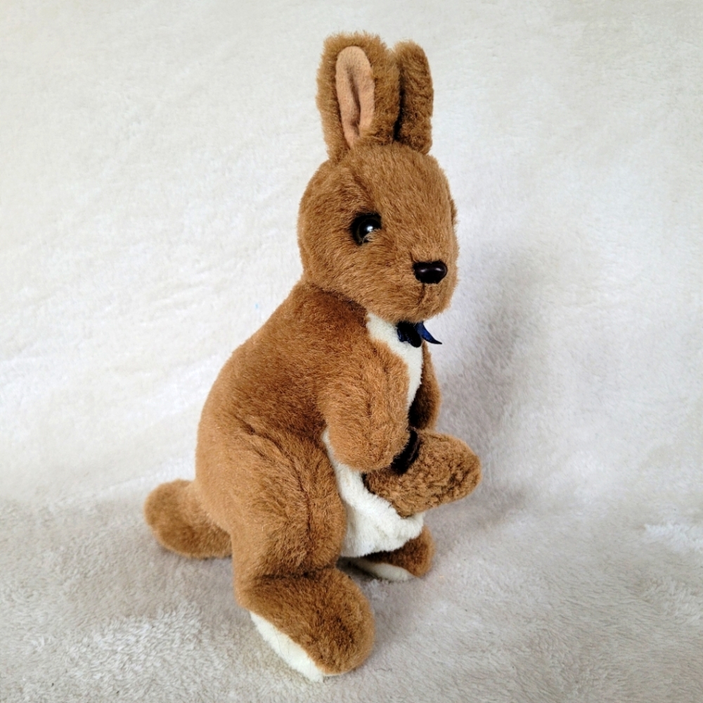 Vintage Kangaroo and baby with bowtie Toy Hut Australian plush